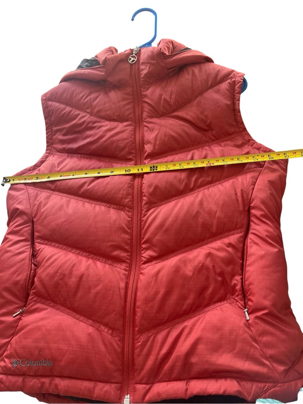 Columbia Titanium DOWN Puffer Vest Hooded Coral Salmon Women’s Large Hiking - Picture 4 of 11